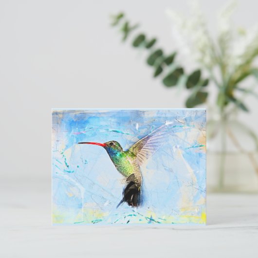 Hummingbird-Illustration in Aquarell, schön Postkarte (Stehend Vorderseite)