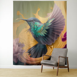 Hummingbird im Abstrakten Leben Wandteppich