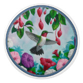 Hummingbird im Blumengarten Keramikknauf (Vorderseite)