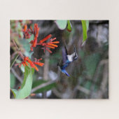 Hummingbird im Flight und in den Roten Blume Puzzle (Horizontal)
