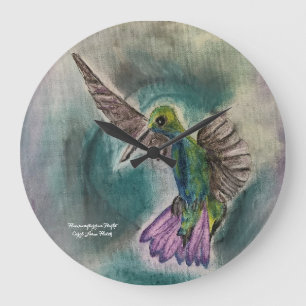 Hummingbird im Flugverkehr Große Wanduhr