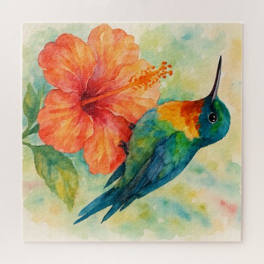 Hummingbird im Hibiskus Puzzle (Horizontal)