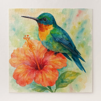 Hummingbird im Hibiskus Puzzle