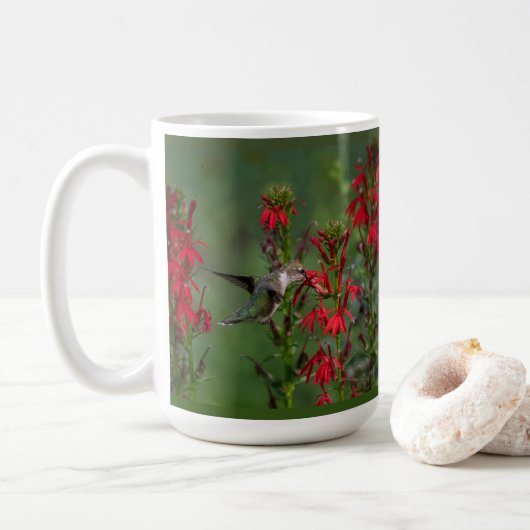 Hummingbird im Kardinal Blume Kaffeetasse (Mit Donut)