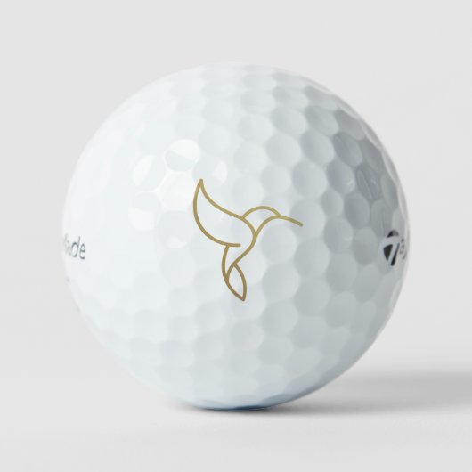 Hummingbird im Monoline Style - Gold im Schwarzen Golfball (Vorderseite)