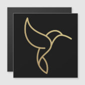 Hummingbird im Monoline Style - Gold im Schwarzen Magnetkarte (Vorne/Hinten)