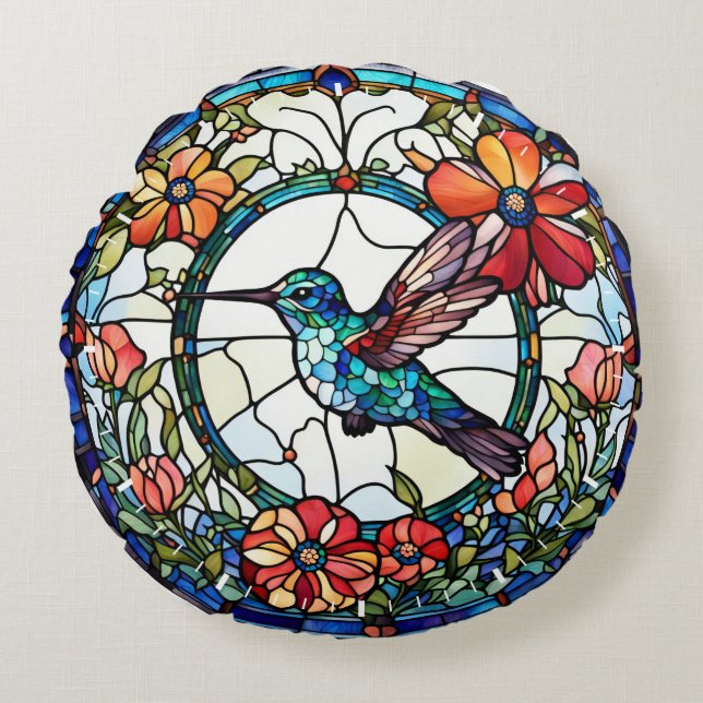 Hummingbird-Imitate Rundes Kissen (Vorderseite)