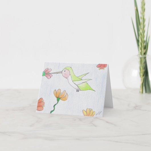 Hummingbird in der Blume Notecard Karte (Vorderseite)