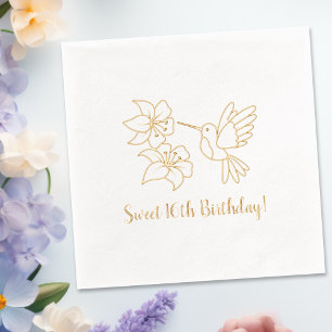 Hummingbird in der Nähe von Blume 16. Geburtstag Servietten Mit Folie
