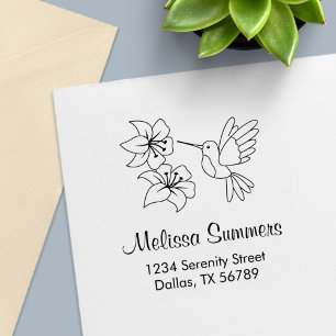 Hummingbird in der Nähe von Blume Adresse Permastempel