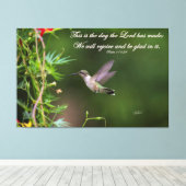 Hummingbird in Flight Psalm 118:24 Bibelverse Leinwanddruck (Insitu (Holzboden))