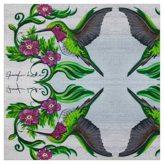 Hummingbird in rosa Blume Stoff (Muster)
