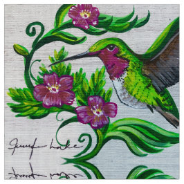 Hummingbird in rosa Blume Stoff