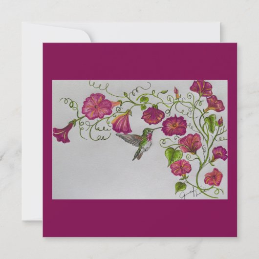 Hummingbird in rosa Einladung (Vorderseite)