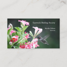 Hummingbird in roten und weißen Blume Visitenkarte