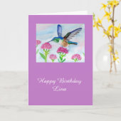 Hummingbird - individueller Geburtstag Karte (Gelbe Blume)