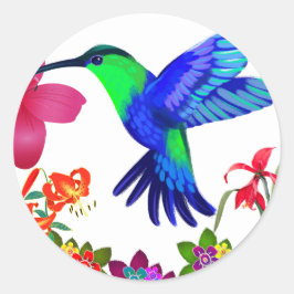 Hummingbird inmitten der Schönheit der Natur, Sere Runder Aufkleber