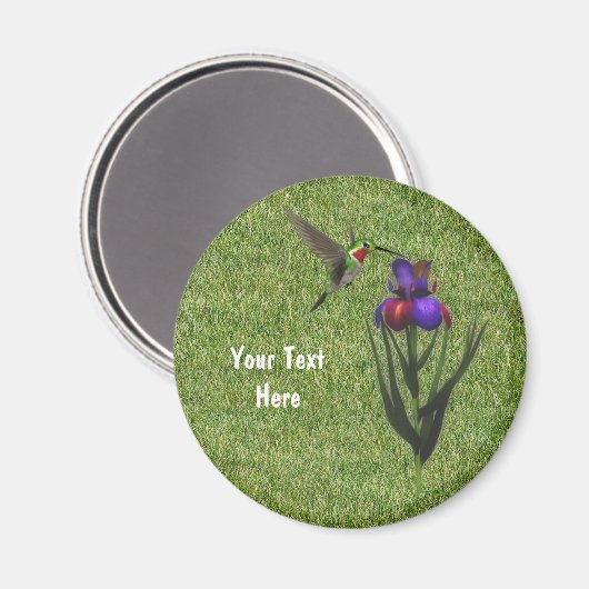 Hummingbird Iris Blume Magnet (Vorderseite/Rückseite)