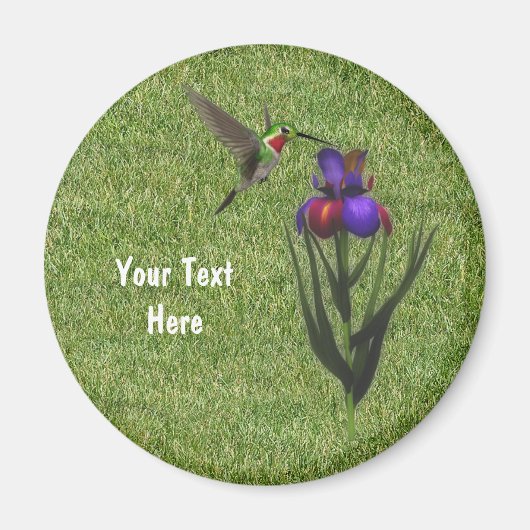 Hummingbird Iris Blume Magnet (Vorne)