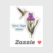 Hummingbird Iris Blume Personalisiert Aufkleber (Blatt)