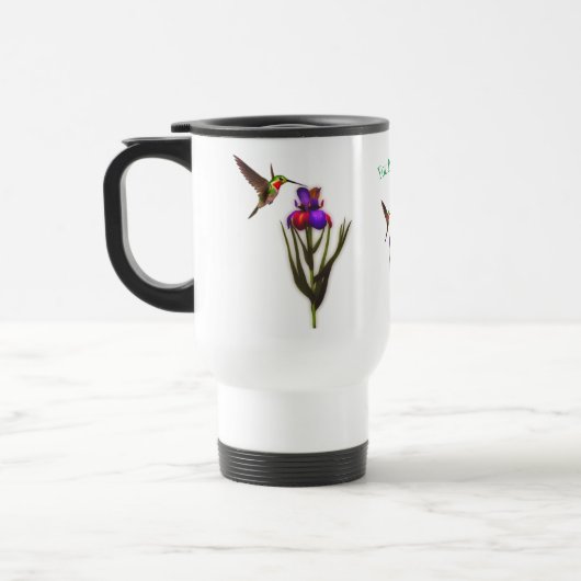 Hummingbird Iris Blume Personalisiert Reisebecher (Links)