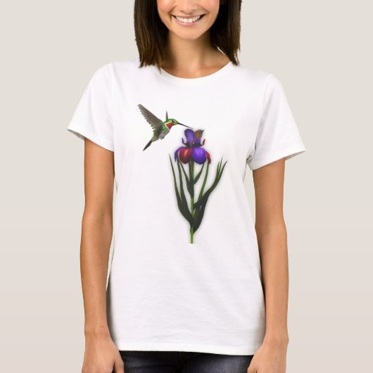 Hummingbird Iris Blume T-Shirt (Vorderseite)