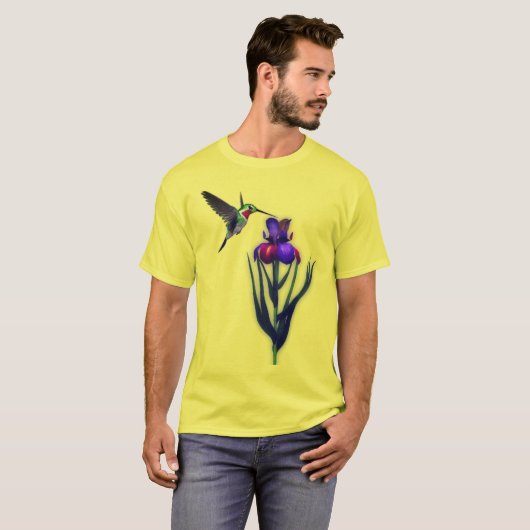 Hummingbird Iris Blume T-Shirt (Vorne ganz)