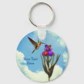 Hummingbird Iris Flower Personalized Schlüsselanhänger (Vorderseite)