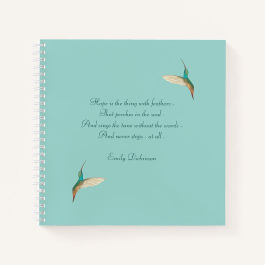 Hummingbird Journal mit Emily Dickinson Zitat Notizblock (Vorderseite)
