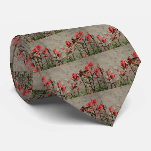 Hummingbird-Kardinal-Blume Krawatte (Gerollt)
