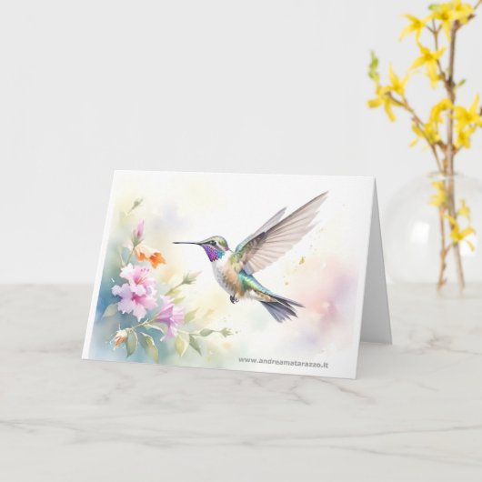 Hummingbird Karte (Gelbe Blume)