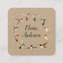 Hummingbird Kraft Square Business Card