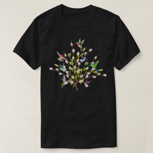 Hummingbird Ladys Pussy Willow Blume T-Shirts für (Design vorne)