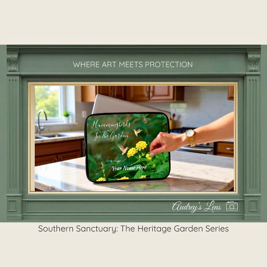 Hummingbird & Lantana Floral  Laptopschutzhülle