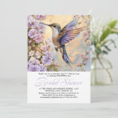 Hummingbird Lavender Flowers Bridal Shower | Einladung (Stehend Vorderseite)