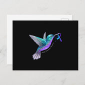 Hummingbird Lila Blue Ribbon Suizidverhütung Ankündigungspostkarte (Vorne/Hinten)