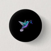 Hummingbird Lila Blue Ribbon Suizidverhütung Button (Vorderseite)