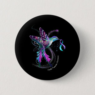 Hummingbird Lila Blue Ribbon Suizidverhütung Button