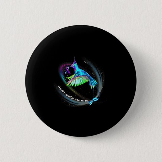 Hummingbird Lila Blue Ribbon Suizidverhütung Button (Vorderseite)