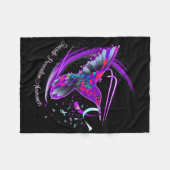 Hummingbird Lila Blue Ribbon Suizidverhütung Fleecedecke (Vorderseite (Horizontal))