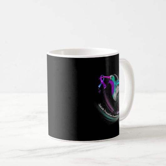 Hummingbird Lila Blue Ribbon Suizidverhütung Kaffeetasse (VorderseiteRechts)