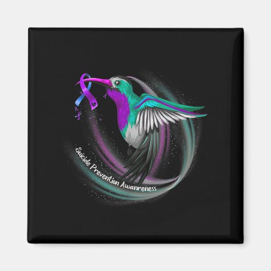 Hummingbird Lila Blue Ribbon Suizidverhütung Magnet (Vorne)