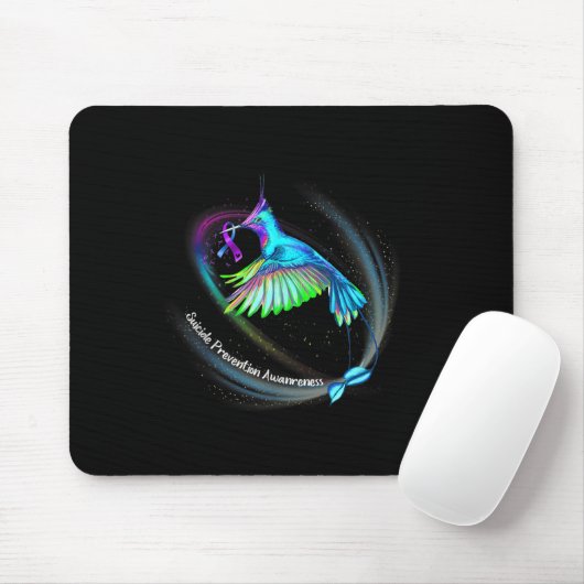 Hummingbird Lila Blue Ribbon Suizidverhütung Mousepad (Mit Mouse)
