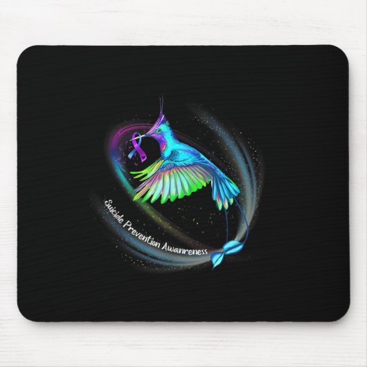 Hummingbird Lila Blue Ribbon Suizidverhütung Mousepad (Vorne)