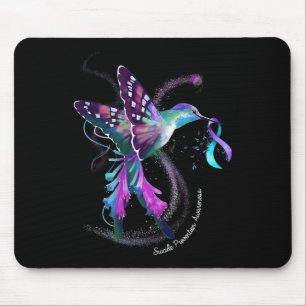 Hummingbird Lila Blue Ribbon Suizidverhütung Mousepad