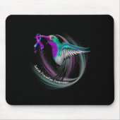 Hummingbird Lila Blue Ribbon Suizidverhütung Mousepad (Vorne)