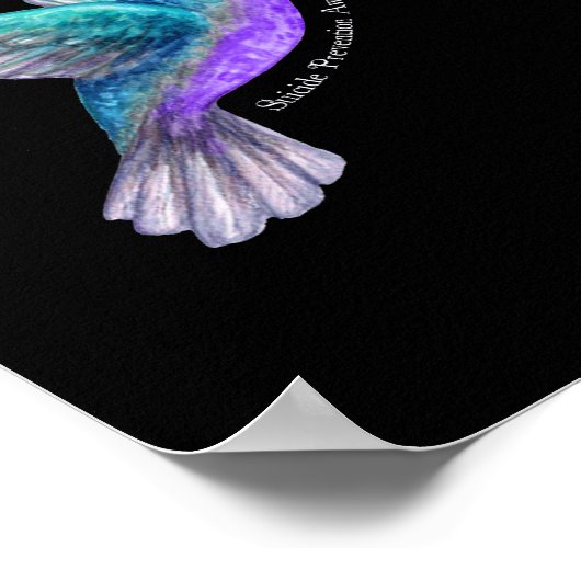 Hummingbird Lila Blue Ribbon Suizidverhütung Poster (Ecke)