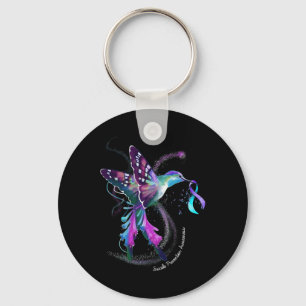 Hummingbird Lila Blue Ribbon Suizidverhütung Schlüsselanhänger