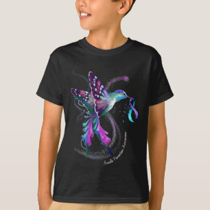 Hummingbird Lila Blue Ribbon Suizidverhütung T-Shirt