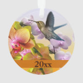 Hummingbird Lila Lilac Yellow Pink Orchid Ornament (Rückseite)
